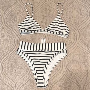 Stripe bikini black/white set NWT